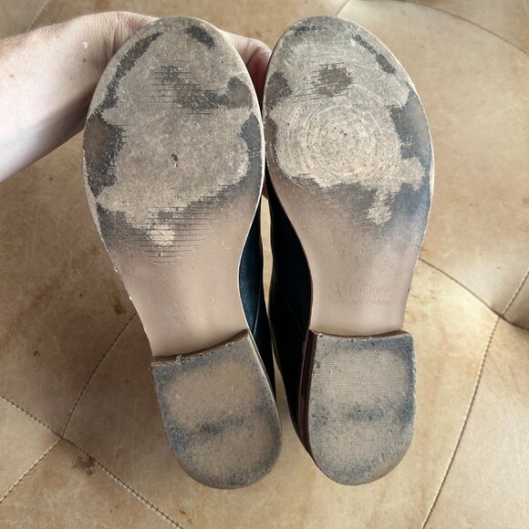 Theorie Black Leather Open-Toe Mules Minimal Modern Vegan Leather Sandal, 6.5 - Picture 9 of 12